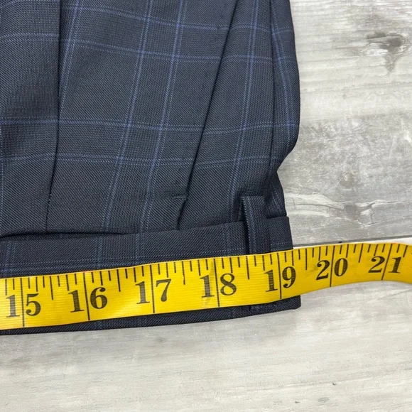 Luigi Bianchi Mantova Navy w/ Blue Plaid Super 120’s Suit 42L - Picture 9 of 11
